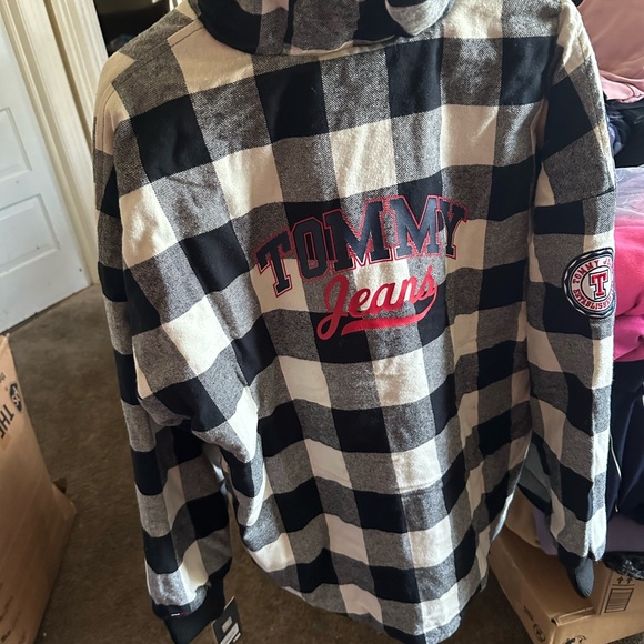 Women's Milwaukee Bucks Tommy Jeans Black/Cream Molly Flannel Full-Zip Hoodie XL - Picture 3 of 5